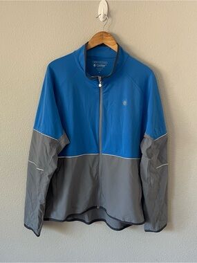 Coolibar Suntect Jacket Men XL Blue Gray Active UPF 50+ 3D Full Zip Long Sleeve